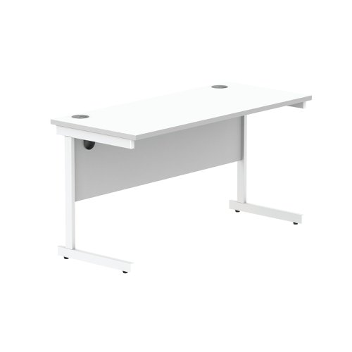 Astin Rectangular Single Upright Cantilever Desk 1400x600x730mm Arctic White/Arctic White KF803587