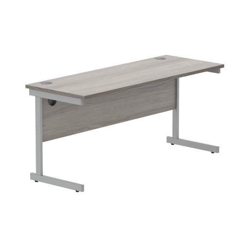 Astin Rectangular Single Upright Cantilever Desk 1600x600x730mm Alaskan Grey Oak/Silver KF803667