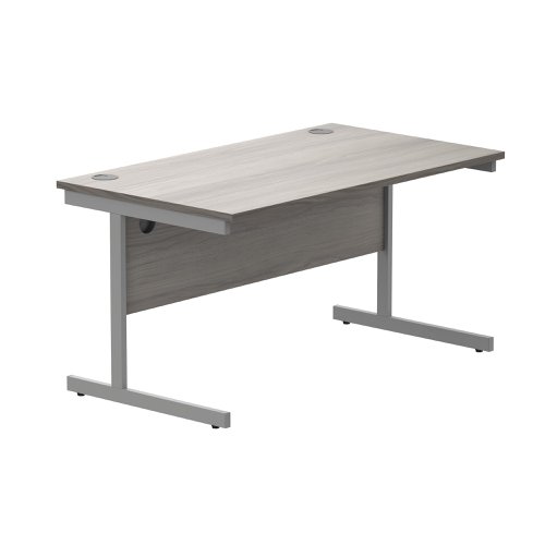 Astin Rectangular Single Upright Cantilever Desk 1400x800x730mm Alaskan Grey Oak/Silver KF803687