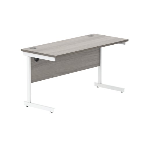 Astin Rectangular Single Upright Cantilever Desk 1400x600x730 Alaskan Grey Oak/Arctic White KF803717