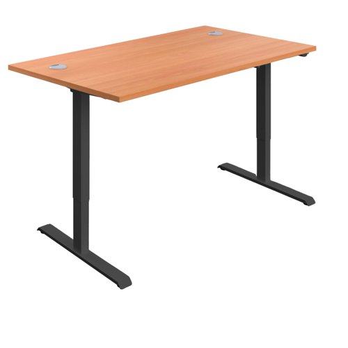 First Economy Single Motor Sit/Stand Desk 1200x800x705-1220mm Beech/Black KF803734