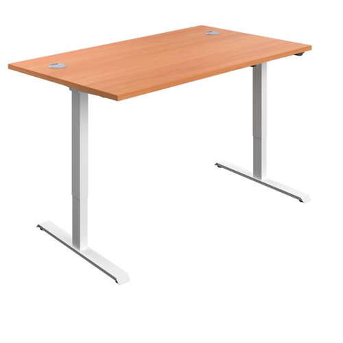 First Economy Single Motor Sit/Stand Desk 1200x800x705-1220mm Beech/White KF803741