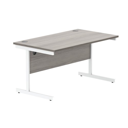 Astin Rectangular Single Upright Cantilever Desk 1400x800x730 Alaskan Grey Oak/Arctic White KF803747