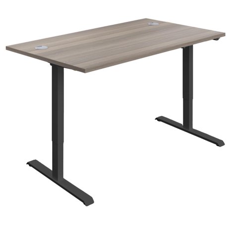 First Economy Single Motor Sit/Stand Desk 1200x800x705-1220mm Grey Oak/Black KF803758