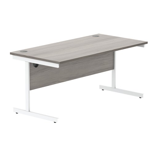 Astin Rectangular Single Upright Cantilever Desk 1600x800x730 Alaskan Grey Oak/Arctic White KF803767