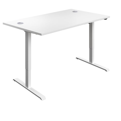 First Economy Single Motor Sit/Stand Desk 1200x800x705-1220mm White/White KF803802