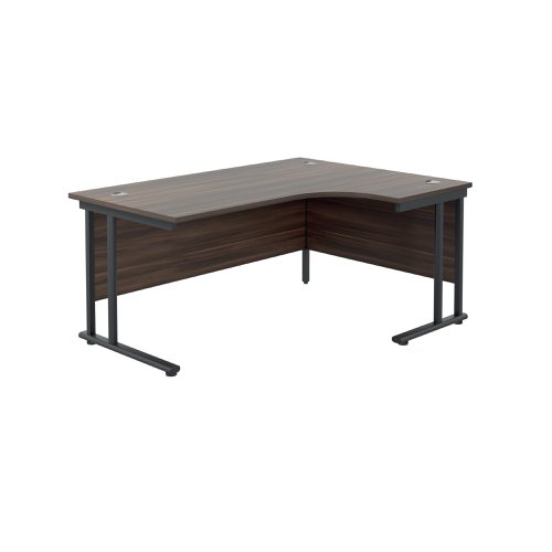 Jemini Radial Right Hand Double Upright Cantilever Desk 1800x1200x730mm Dark Walnut/Black KF803805