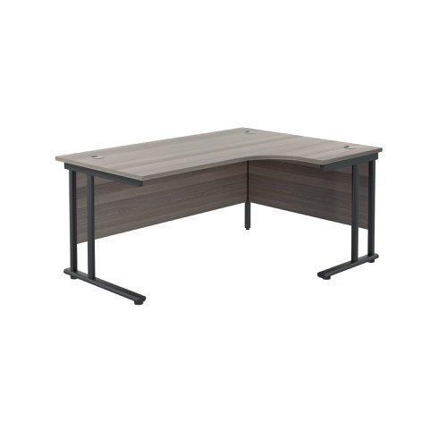 Jemini Radial Right Hand Double Upright Cantilever Desk 1800x1200x730mm Grey Oak/Black KF803812