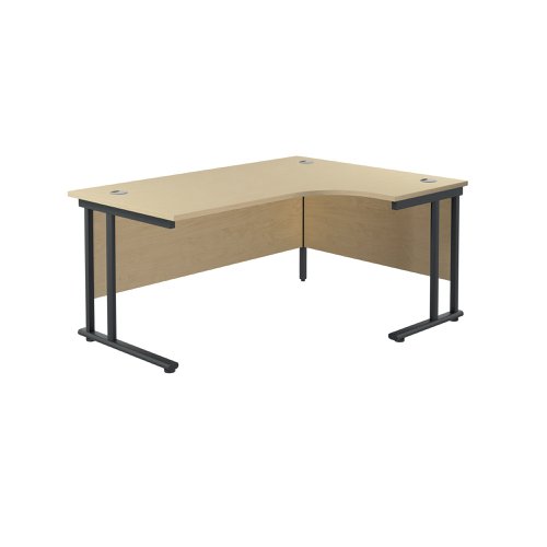 Jemini Radial Right Hand Double Upright Cantilever Desk 1800x1200x730mm Maple/Black KF803829