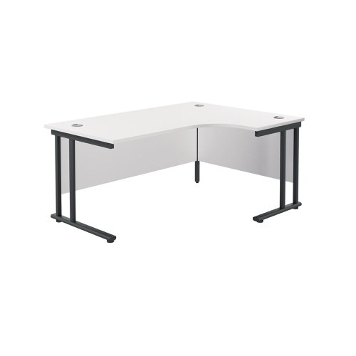 Jemini Radial Right Hand Double Upright Cantilever Desk 1800x1200x730mm White/Black KF803843