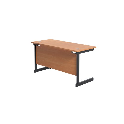 Jemini Rectangular Single Upright Cantilever Desk 1200x600x730mm Beech/Black KF803850