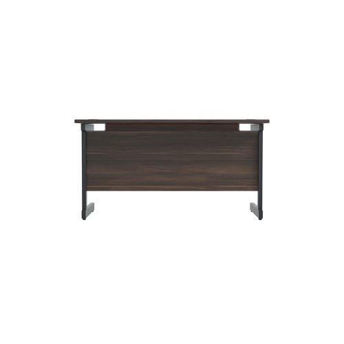 Jemini Rectangular Single Upright Cantilever Desk 1200x600x730mm Dark Walnut/Black KF803874