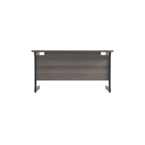 Jemini Rectangular Single Upright Cantilever Desk 1200x600x730mm Grey Oak/Black KF803881