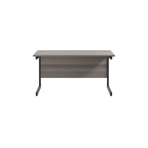 Jemini Rectangular Single Upright Cantilever Desk 1200x600x730mm Grey Oak/Black KF803881