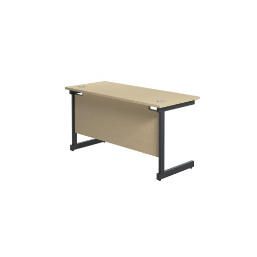 Jemini Rectangular Single Upright Cantilever Desk 1200x600x730mm Maple/Black KF803898