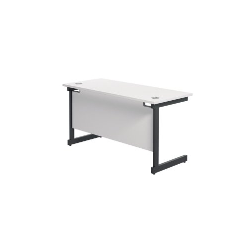 Jemini Rectangular Single Upright Cantilever Desk 1200x600x730mm White/Black KF803911