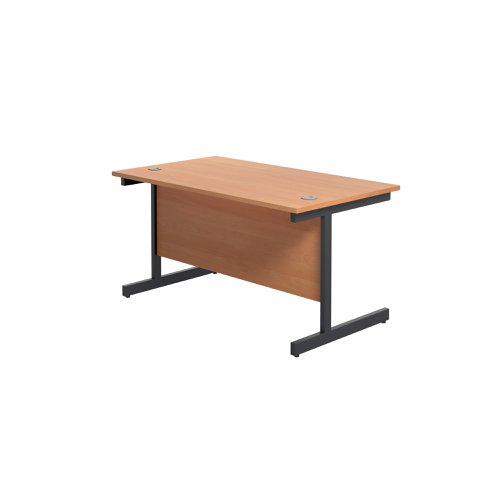 Jemini Rectangular Single Upright Cantilever Desk 1200x800x730mm Beech/Black KF803928