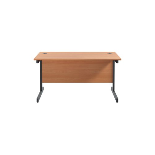 Jemini Rectangular Single Upright Cantilever Desk 1200x800x730mm Beech/Black KF803928