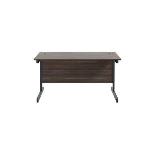 Jemini Rectangular Single Upright Cantilever Desk 1200x800x730mm Dark Walnut/Black KF803942