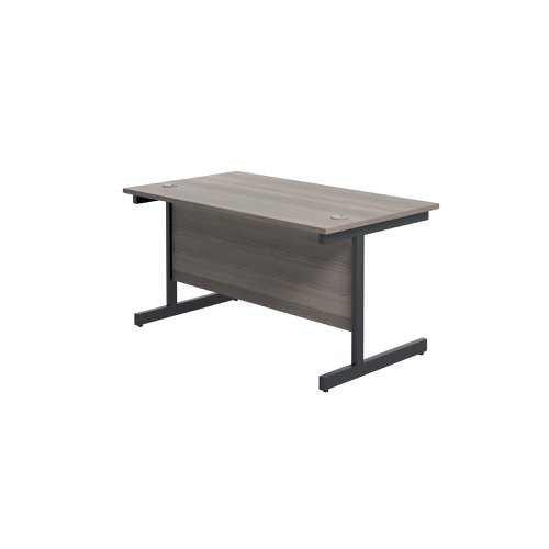 Jemini Rectangular Single Upright Cantilever Desk 1200x800x730mm Grey Oak/Black KF803959