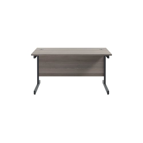 Jemini Rectangular Single Upright Cantilever Desk 1200x800x730mm Grey Oak/Black KF803959