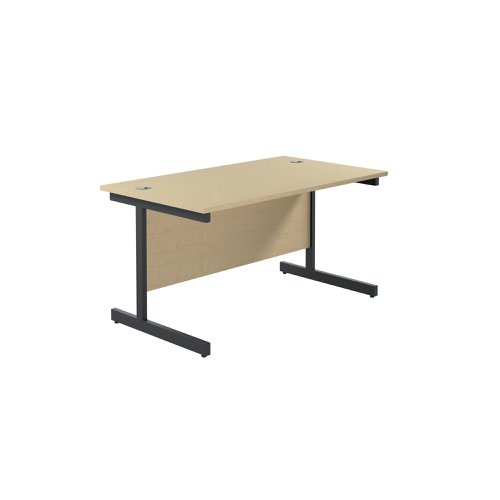 Jemini Rectangular Single Upright Cantilever Desk 1200x800x730mm Maple/Black KF803966