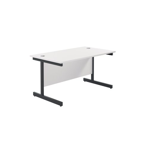 Jemini Rectangular Single Upright Cantilever Desk 1200x800x730mm White/Black KF803980