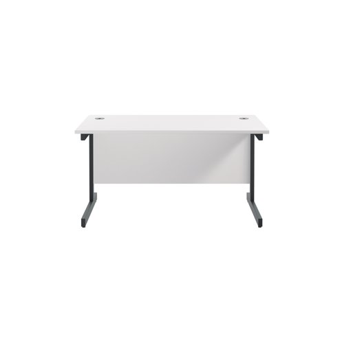 Jemini Rectangular Single Upright Cantilever Desk 1200x800x730mm White/Black KF803980