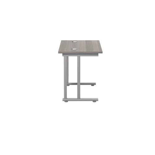 Jemini Double Upright Rectangular Desk 800x600x730mm Grey Oak/Silver KF806097