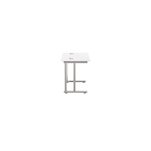 Jemini Double Upright Rectangular Desk 800x600x730mm White/Silver KF806110