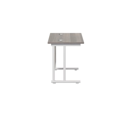 Jemini Rectangular Cantilever Desk 800x600x730mm Grey Oak/White KF806158