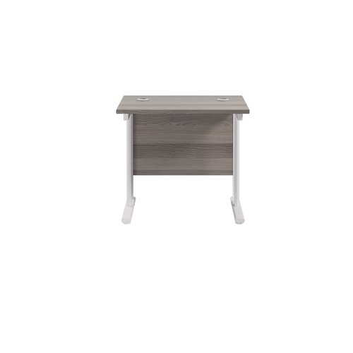 Jemini Rectangular Cantilever Desk 800x600x730mm Grey Oak/White KF806158