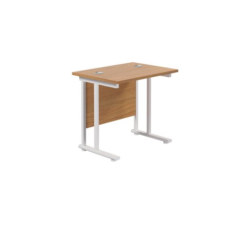 Jemini Rectangular Cantilever Desk 800x600x730mm Nova Oak/White KF806165