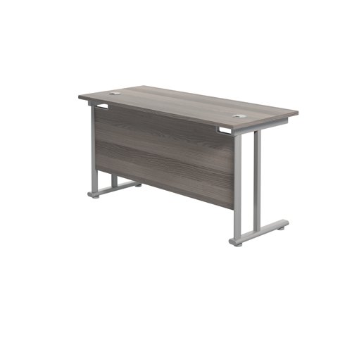 Jemini Rectangular Cantilever Desk 1200x600x730mm Grey Oak/Silver KF806219