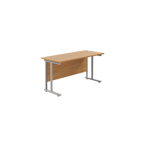 Jemini Rectangular Cantilever Desk 1200x600x730mm Nova Oak/Silver KF806226