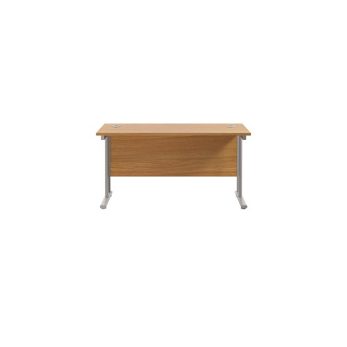 Jemini Rectangular Cantilever Desk 1200x600x730mm Nova Oak/Silver KF806226