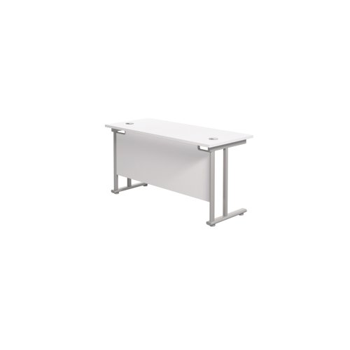 Jemini Rectangular Cantilever Desk 1200x600x730mm White/Silver KF806233