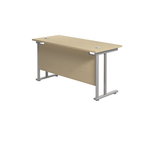 Jemini Rectangular Cantilever Desk 1200x600x730mm Maple/Silver KF806240