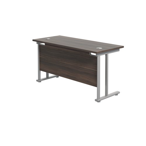 Jemini Rectangular Cantilever Desk 1200x600x730mm Dark Walnut/Silver KF806257