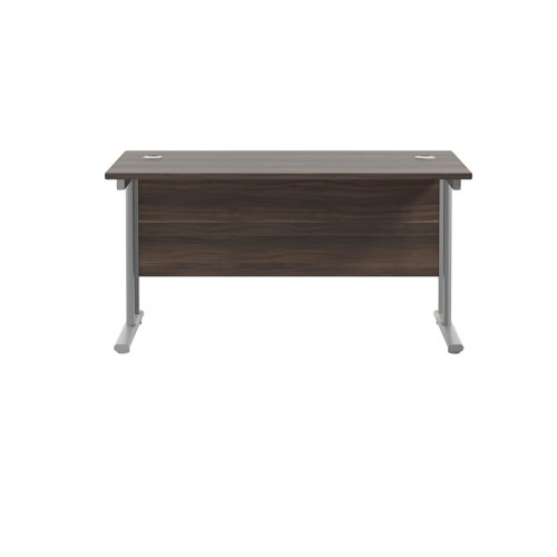 Jemini Rectangular Cantilever Desk 1200x600x730mm Dark Walnut/Silver KF806257