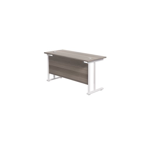 Jemini Rectangular Cantilever Desk 1200x600x730mm Grey Oak/White KF806271