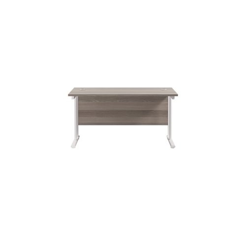 Jemini Rectangular Cantilever Desk 1200x600x730mm Grey Oak/White KF806271