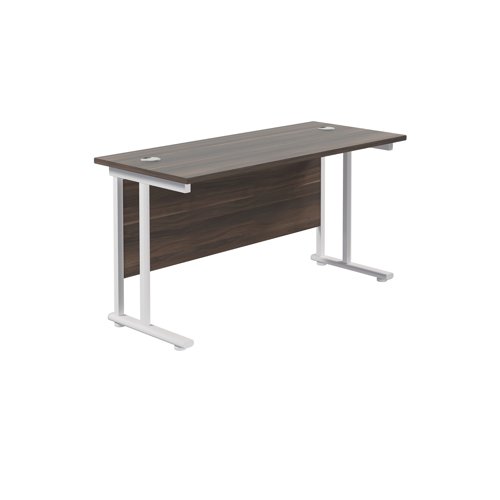 Jemini Rectangular Cantilever Desk 1200x600x730mm Dark Walnut/White KF806318