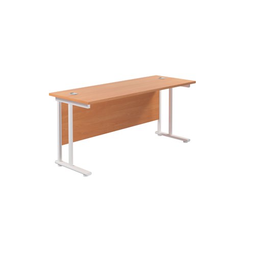 Jemini Rectangular Cantilever Desk 1600x600x730mm Beech/White KF806509