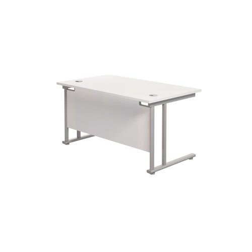 Jemini Rectangular Cantilever Desk 1200x800x730mm White/Silver KF806837