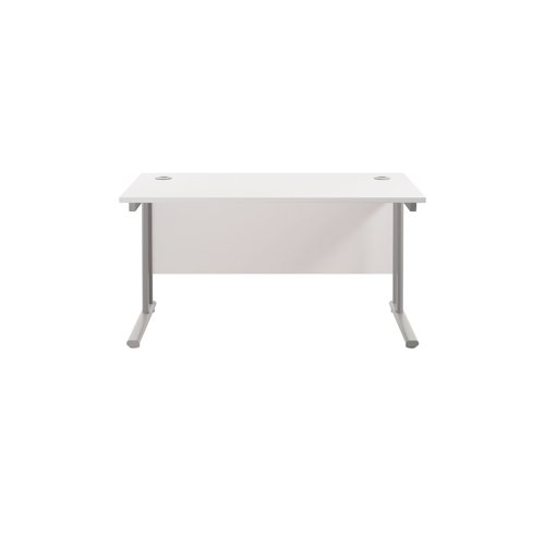 Jemini Rectangular Cantilever Desk 1200x800x730mm White/Silver KF806837