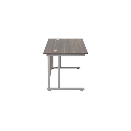 Jemini Rectangular Cantilever Desk 1200x800x730mm Dark Walnut/Silver KF806851