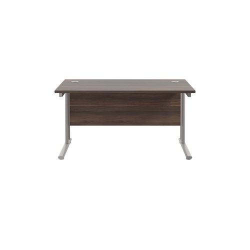 Jemini Rectangular Cantilever Desk 1200x800x730mm Dark Walnut/Silver KF806851