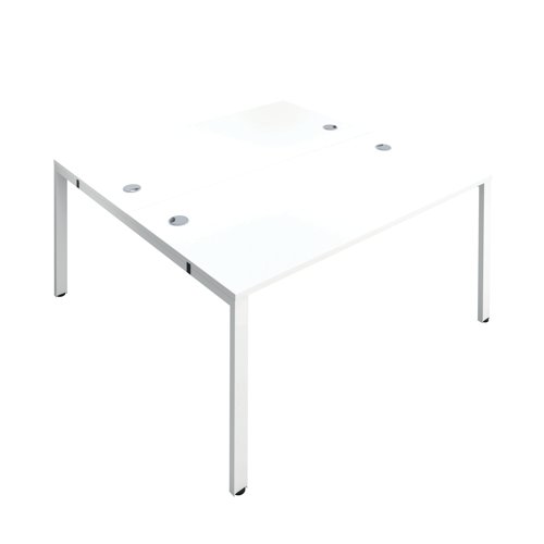 Jemini 2 Person Bench Desk 1200x1600x730mm White/White KF808695 | VOW