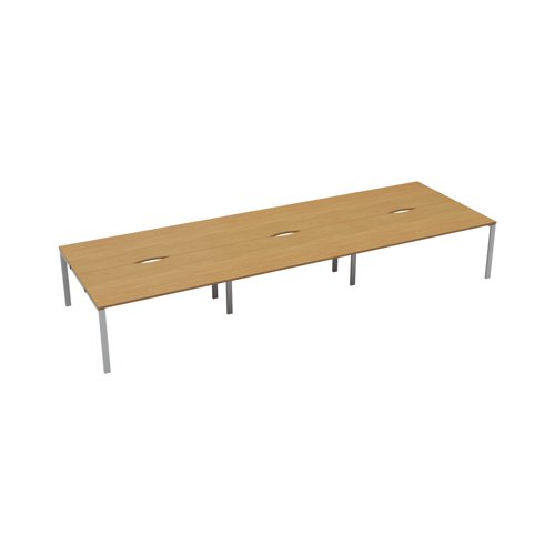 Jemini 6 Person Bench Desk 3600x1600x730mm Nova Oak/White KF808800 | VOW